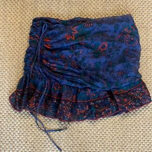 Floral Blue and Orange Skirt
